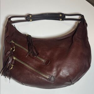 Salvatore Ferragamo Fringe Brown Leather Hobo Bag